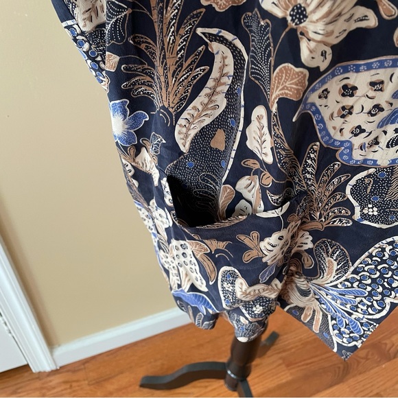 Christian Dior 100% Silk Navy Floral Print open front Blazer Jacket - Picture 8 of 11